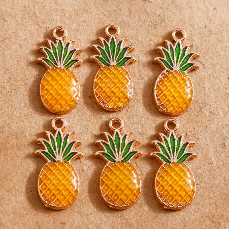 10pcs Cute Enamel Fruit  Charms for Jewelry Making Cherry Pineapple Banana Apple Charms Pendants for DIY Necklaces Earrings Gift