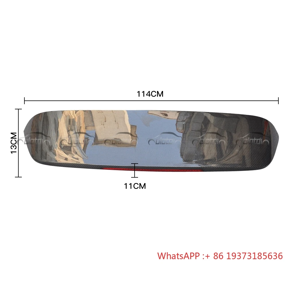 For Honda Civic EK9 K8 3D SPOON 1996-2000 Real Carbon Fiber S Style Rear Roof Spoiler Top Wing Lip + LED Light