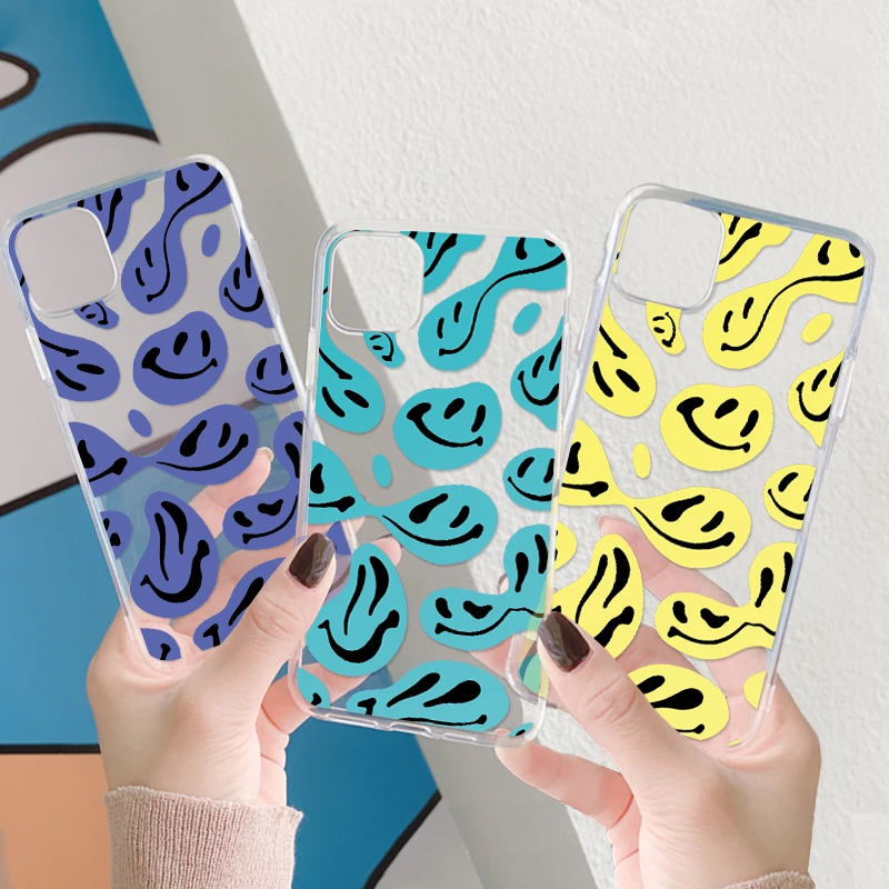 Cartoon Smiling Face Phone Case For Huawei P30 P20 Pro P20 Lite Nova 6 SE P Smart 2019 Y6S 8A Y9 Honor 9X 9C 5G Soft Clear Cover