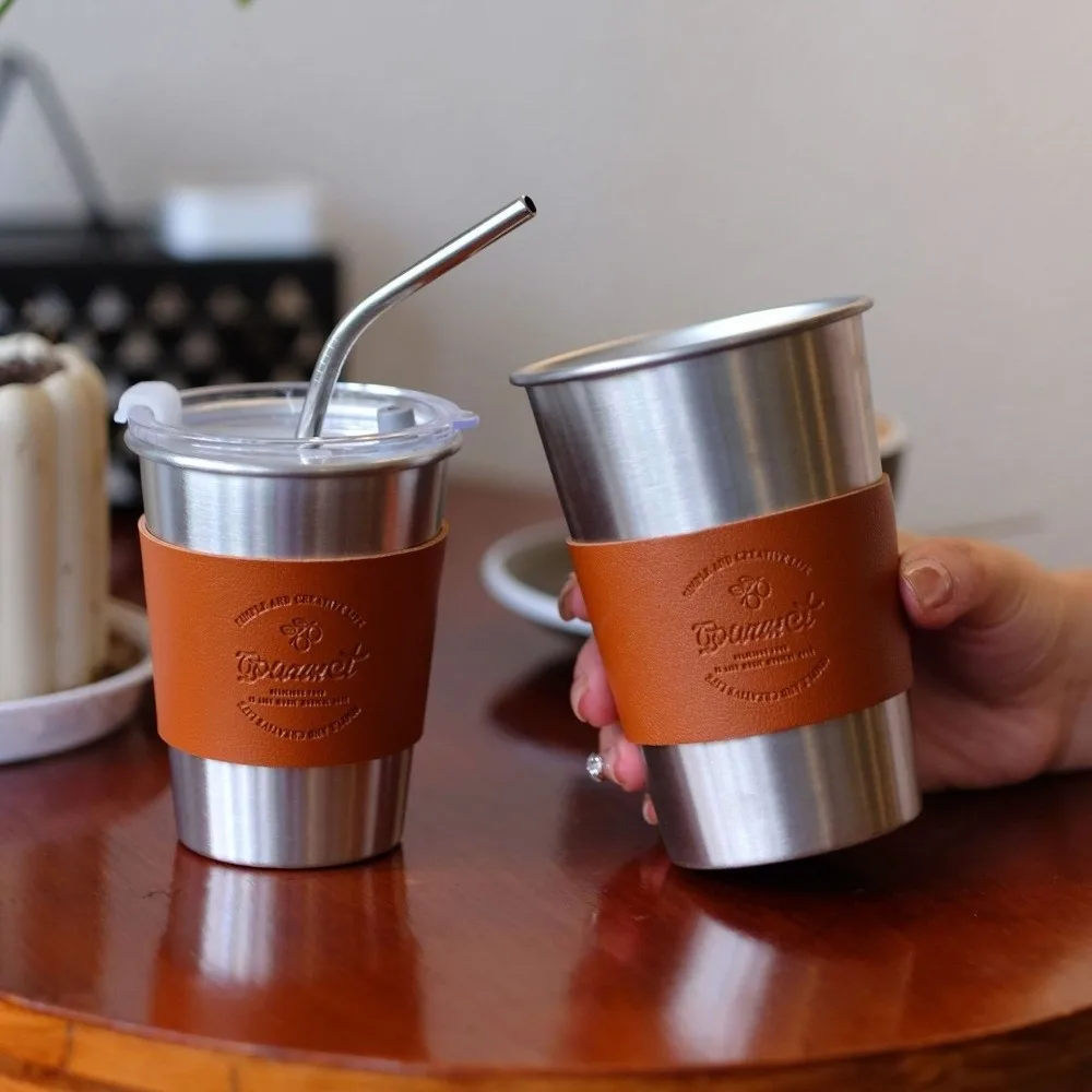 New Durable Stainless Steel Beer Mug with Straw Anti-drop Coffee Cup with Cup Cover Large Capacity Travel Mug Outdoor