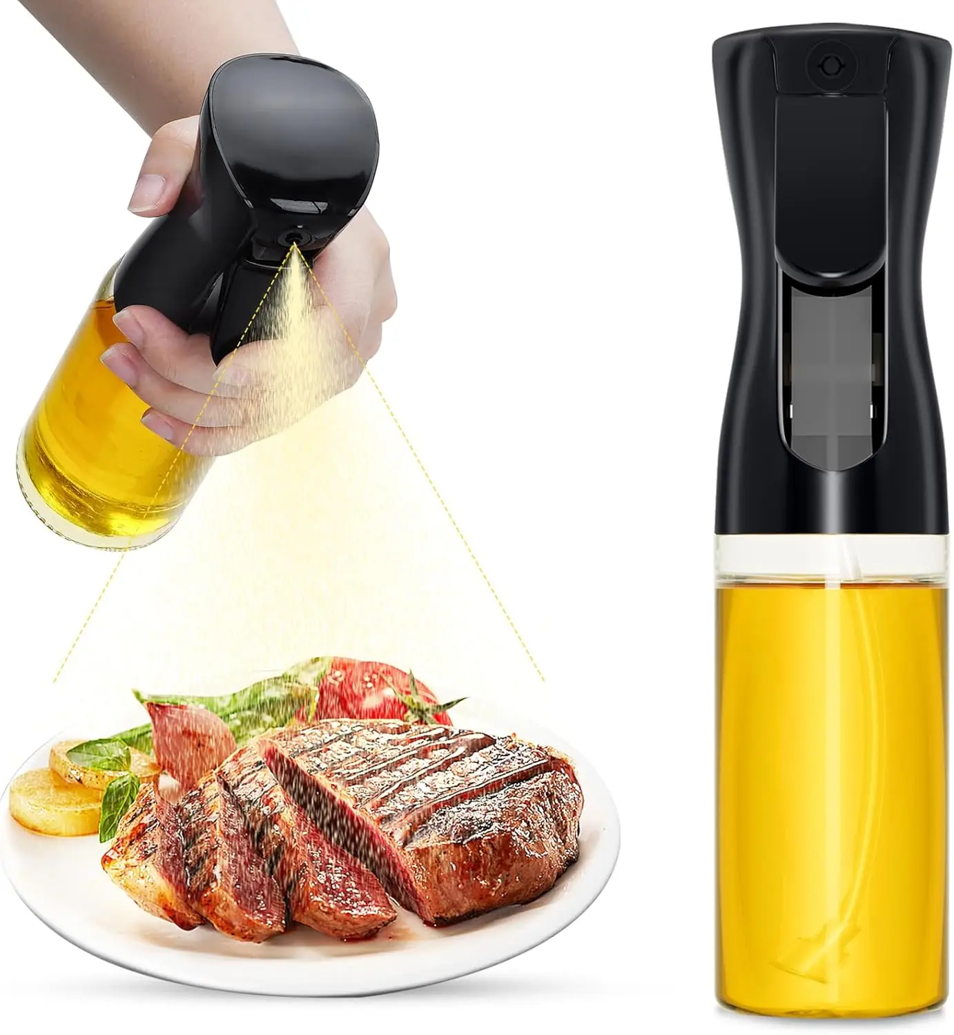 

Sprayer For Cooking, 2025 New Food Grade Olive Oil Sprayer and Dispenser for Cooking, Air Fryer, Deep Frying, BBQ (Black, 220ml)