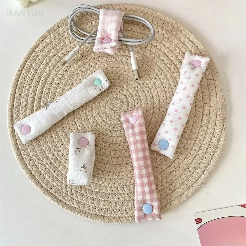 Flower Pattern Data Cable Management Reusable Cloth Data Cable Storage Tape Removable Cute Wire Binding Strap Earphone Cable