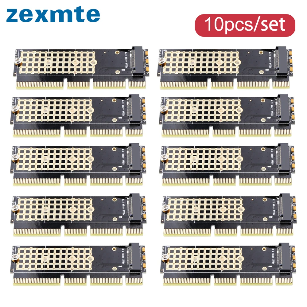 Zexmte 10pcs PCIE M.2 SSD Adapter Card M.2 NVME M-Key PCI-E 3.0 16X Expansion Card for Desktop PC Hard Drive PCIe x4 x8 x16 Slot