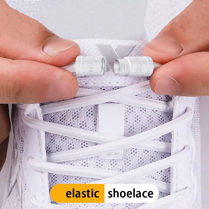 Round Elastic Laces Metal Buckle Shoelace Sneakers Canvas Shoes Quick On/Off Shoelaces Kids Adult Shoe Accessories