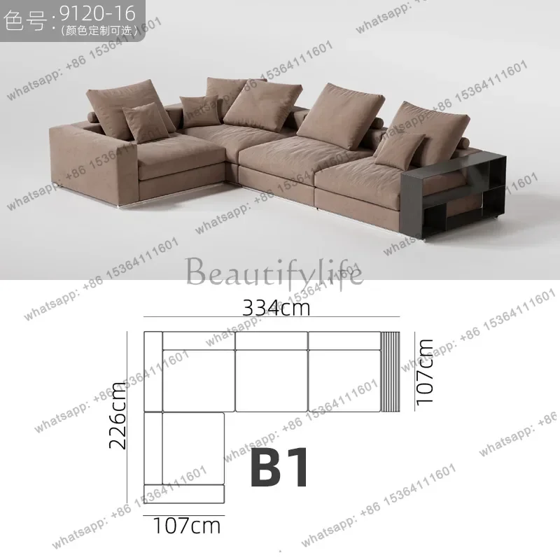 أريكة مزدوجة الجوانب من الخلف إلى الخلف، أريكة إيطالية ذات صف مستقيم من الصوف غير اللامع بتصميم كريمي بسيط #3