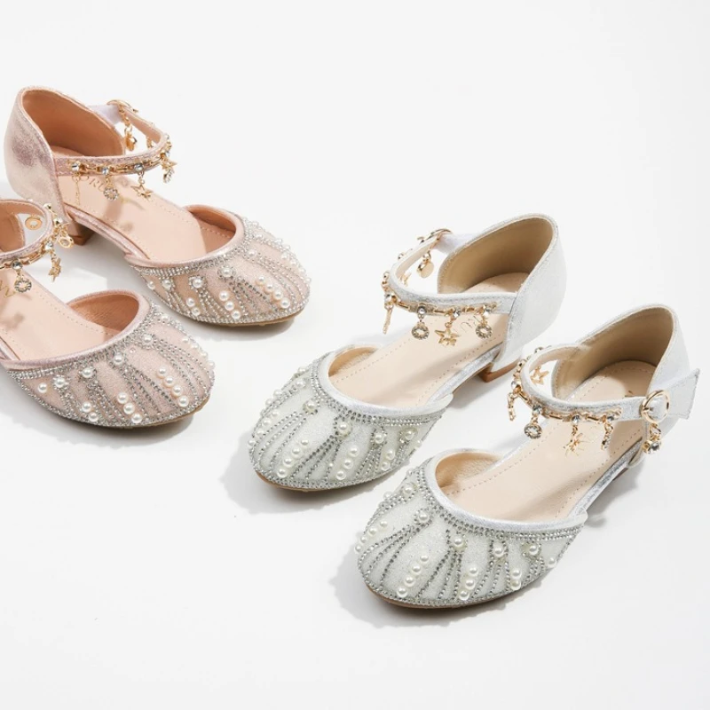 Fashion Girls Princess Sandals2026 New Light Luxury Child Soft Soled Single Shoe Korean Version Girl Student Performance Sandal