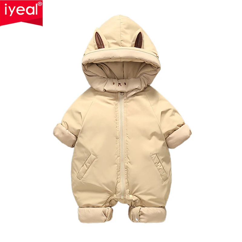 

IYEAL Autumn Winter Baby Boys Girls Romper Infant Cotton Jumpsuit Hooded Baby Clothing Toddler Boys Warm Clothes 0-24M