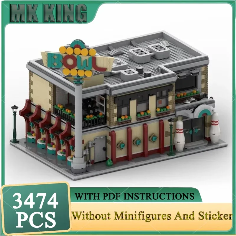 

Street View Model Moc Building Block Bowling Suites Model Technology Brick DIY Assembly Modular City Street View Toy Gifts