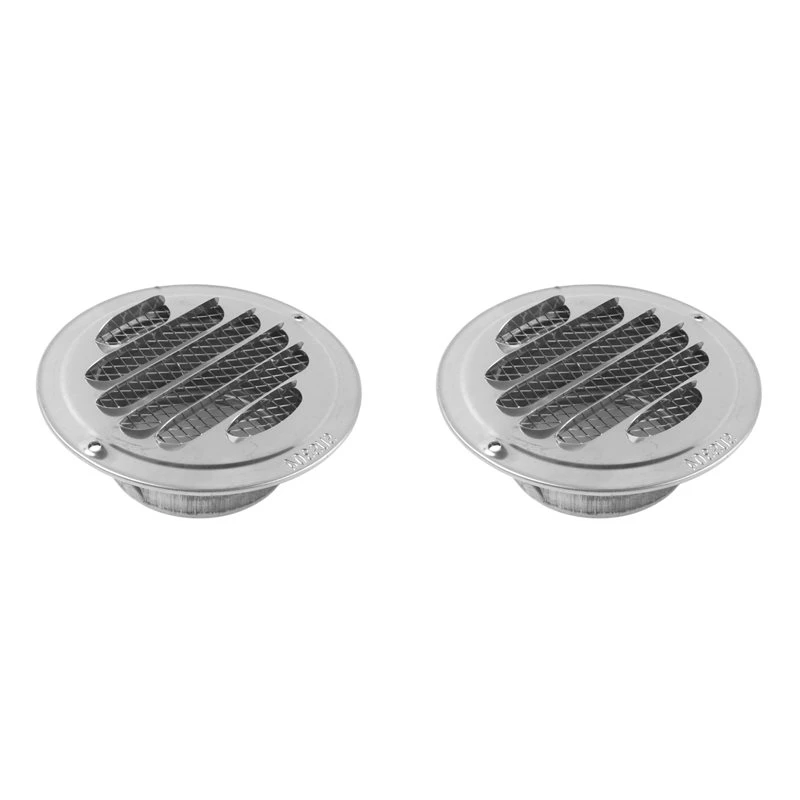 ABVC 2Pcs 80Mm Stainless Steel Air Vent Grille Insect Protection Home Exterior Wall Ducting Ventilation Tools Exhaust Hoods