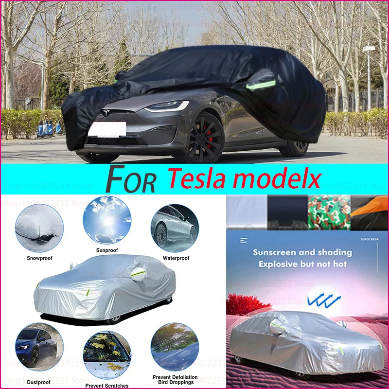 

190T Car Cover Protection Sunscreen Heat Insulation Dust Resistant Scratch Car Exterior Accessories For Tesla Model X