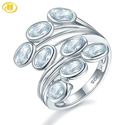 Natural Aquamarine Wedding Ring 925 Sterling Silver 2 Carats Genuine Gemstone Light Blue Elegant Jewelry Christmas Gifts