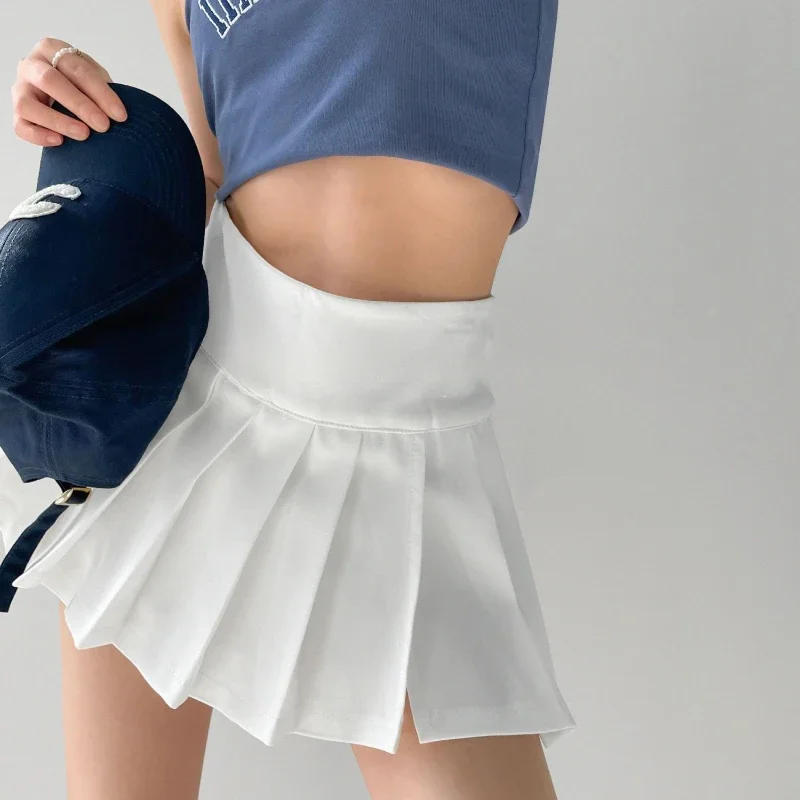 

Women Skirts Mini Pleated Gentle Girls Sexy Side-slit Design Chic Aesthetic Pure Leisure Basic Korean Fashion Clothing All-match