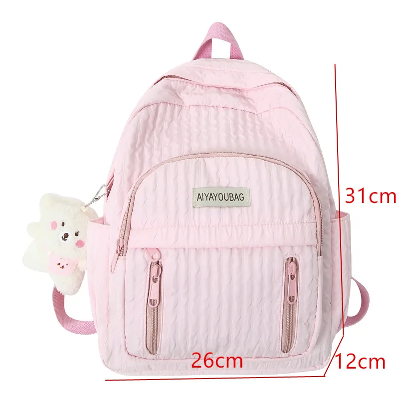 Fresh School Bags For Teenage Girls Cute Sweet Backpacks Japan And Korea Small Book Bags Fashion Pink Nylon Satchels