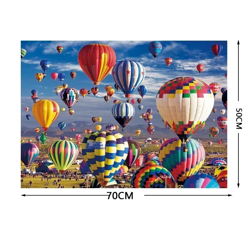 70*50cm Adult Puzzle 1000 Pieces Paper Jigsaw Puzzles Hot Air Balloon II Famous Painting Series Learning Education Craft Toys