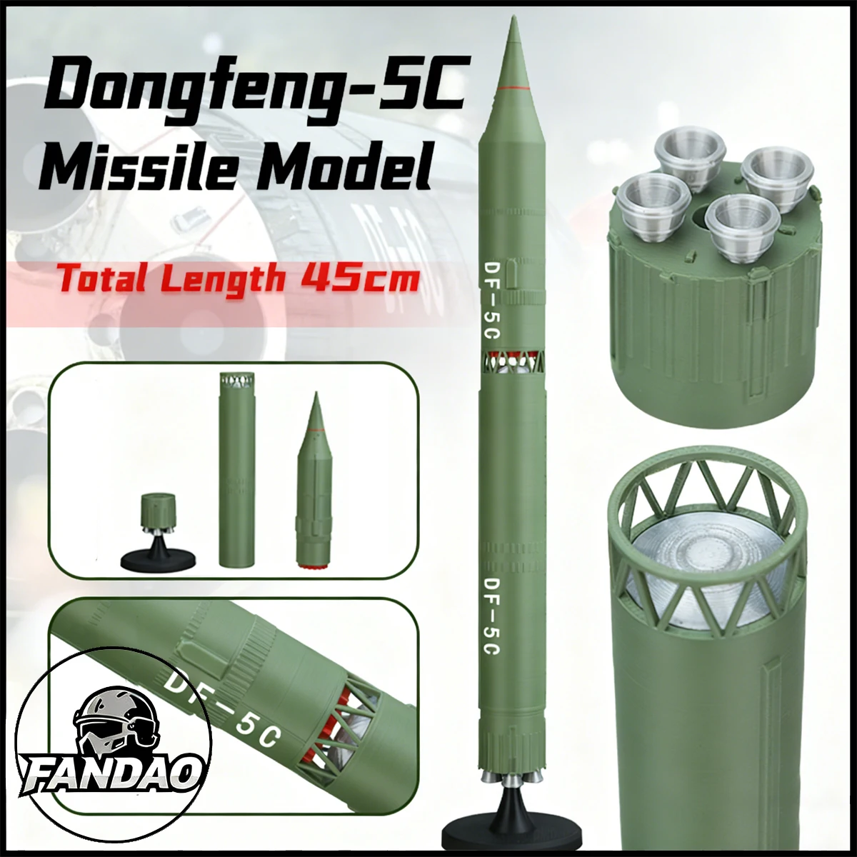 

Chinese Dongfeng 5C Missile Model Military Equipment Replica Collectible Ornament for Military Enthusiasts Desktop Display Toy