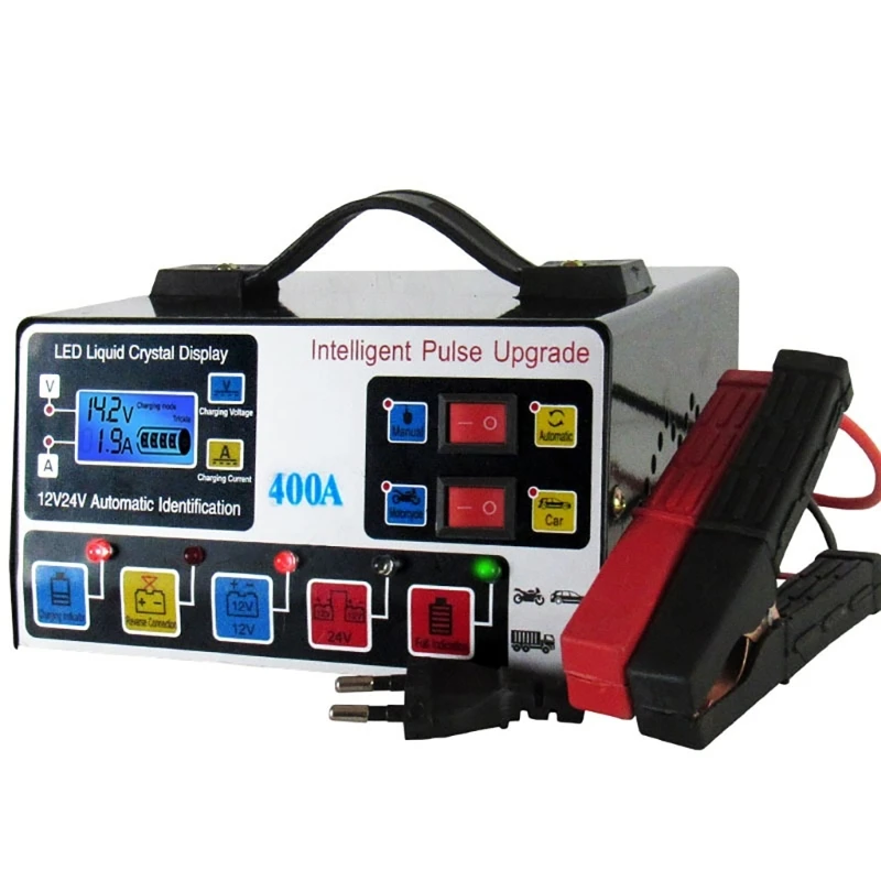 Battery Maintainer Fully Automatic 12V/24V LED Display Repair Car Battery EU Plug