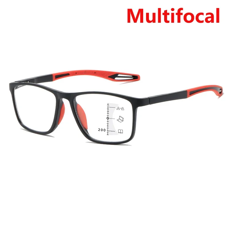 Neue trendige TR90 photochrome multifokale Lesebrille 3-in-1 Outdoor Bifokale Sonnenbrille Sport Anti Blue Near Far Brille