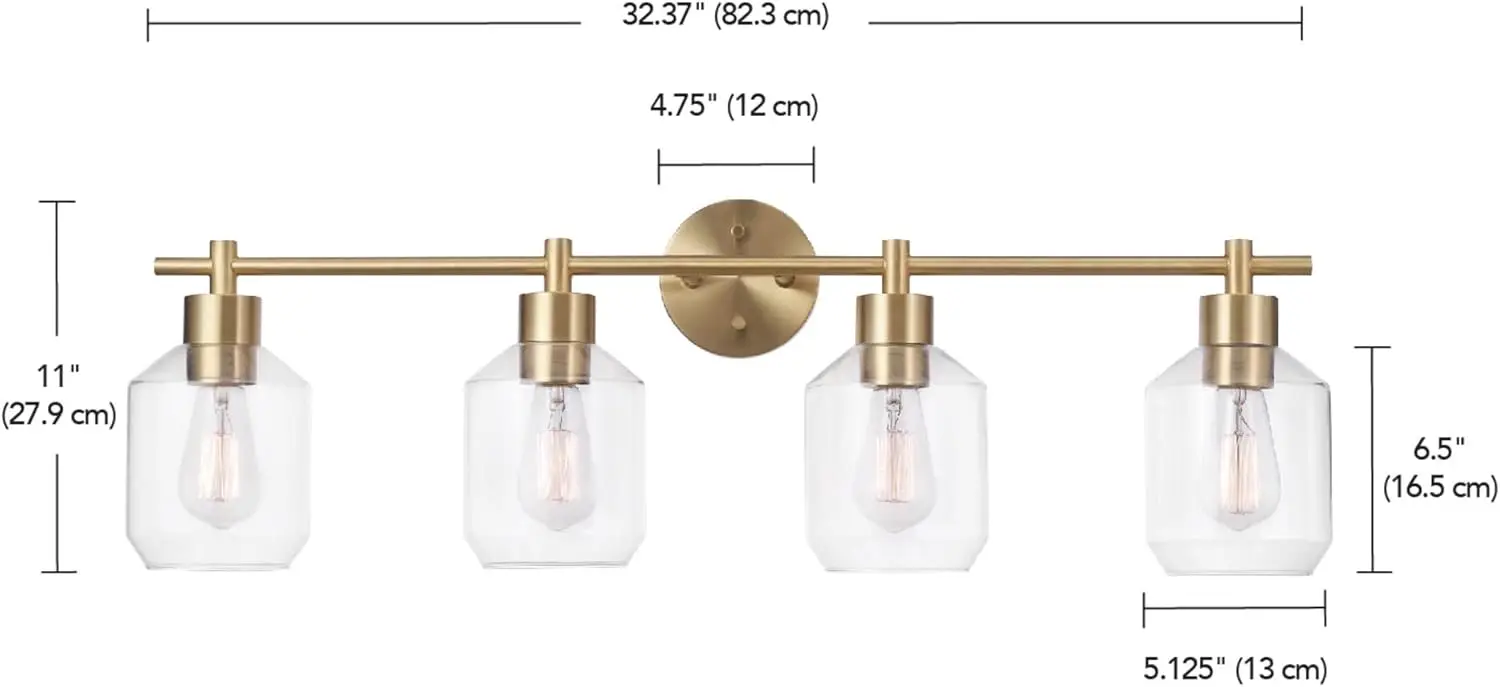 52083 Cannes 4-Light Vanity Light, Matte Brass, Opal Glass Shades, Bulb Not Included