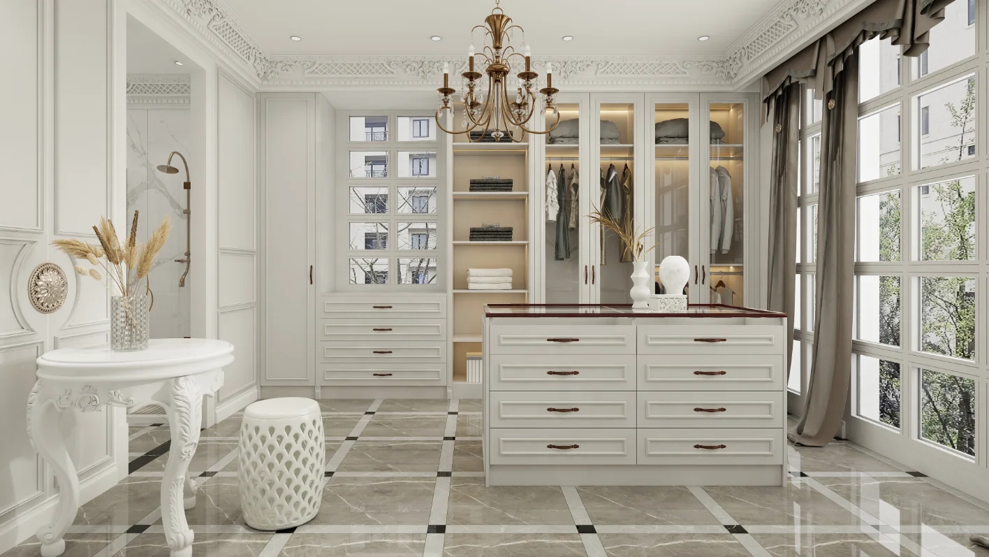 مجموعة غرف نوم كاملة مخصصة على الطراز الحديث من Angel Grace مع خزائن خشبية قابلة للتمديد عالية الجودة للفيلات