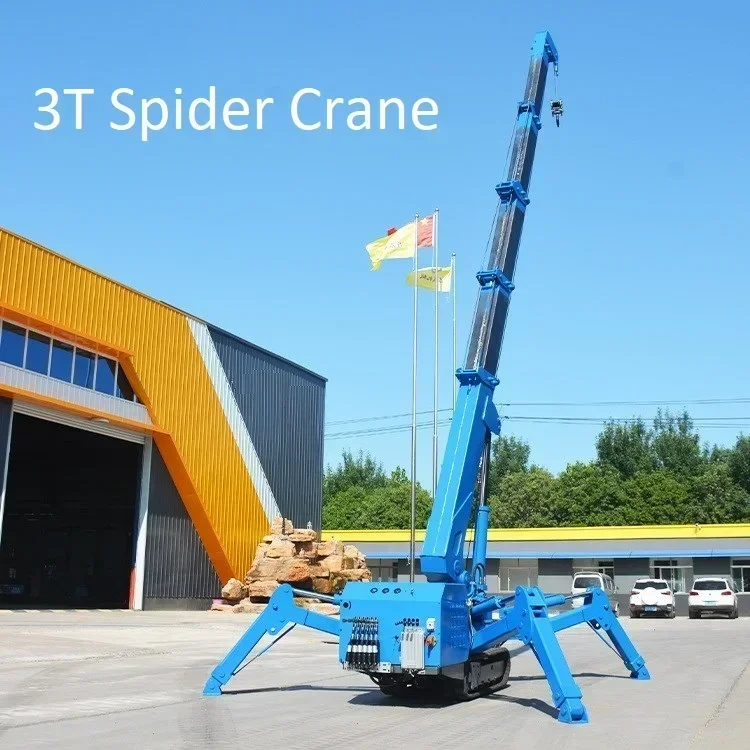 Mini gru cingolata Spider da 5 tonnellate a lunga durata con prestazioni Gru a ragno ad accesso stretto con pipa a braccio lungo per l'edilizia
