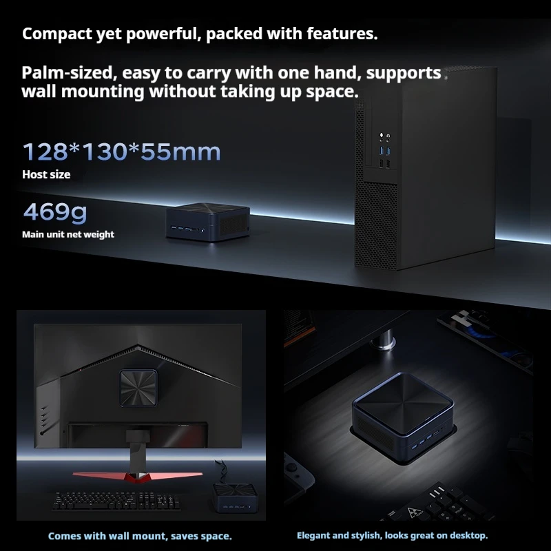 Mini Host Amd Ryzen R7-7735hs 8745hs Ddr5 70w Wifi6 4k Pcie4.0 Ssd Desktop da gioco di fascia alta Mini Host Sistema Barebone fai da te