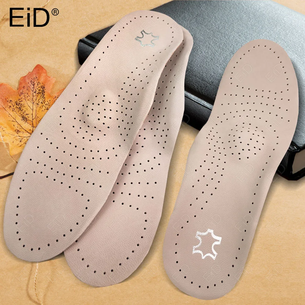 EiD Genuine Leather Orthopedic Insoles Arch Support Flat Feet Plantar Fasciitis Shoe Pads Quality Leather Deodorising Shoe Sole