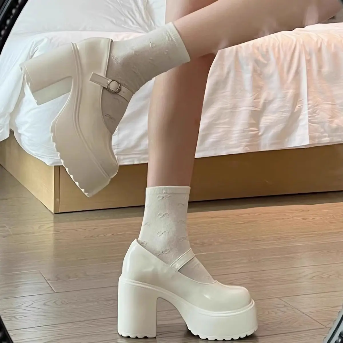 Women's Mary Jane Shoes Spring Autumn 2025 New Style Retro Low Cut High Heel Fashion Single Shoes Korean Style PU Lined
