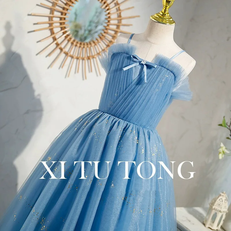 Children's Princess Dress Girls' High-End Formal Dress Elegant Flower Girl Wedding Host Stylish Catwalk Piano Performance Dress