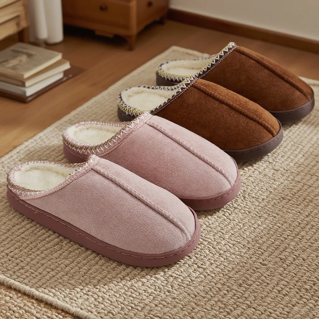 Cotton Slippers for Autumn and Winter Indoor Thick-Soled Non-Slip Couple Warm Fleece-Lined Soft Sole image 4