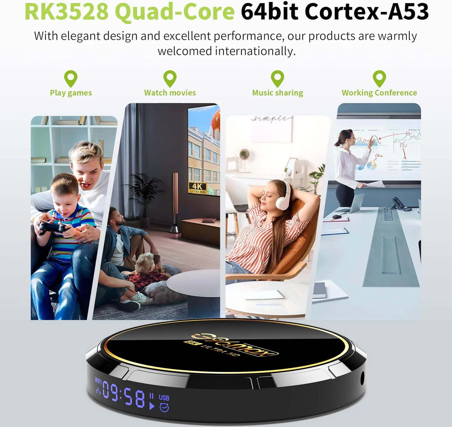 ГОРЯЧИЙ Android13 Smart TV Box Youtube Google play 8K BT5.0 Wifi6 HDR10 RK3528 Quad-Core Mali450 MP2 потоковый медиаплеер Q8