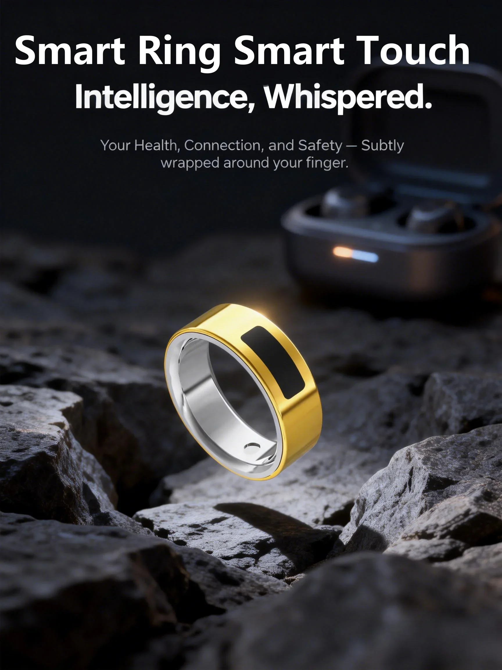 

QINO Smart Ring Health Tracker | 24/7 Heart Rate, SpO2 & Sleep Monitor | Vibration Alerts & Touch Control | IP68 Waterproof Fitn