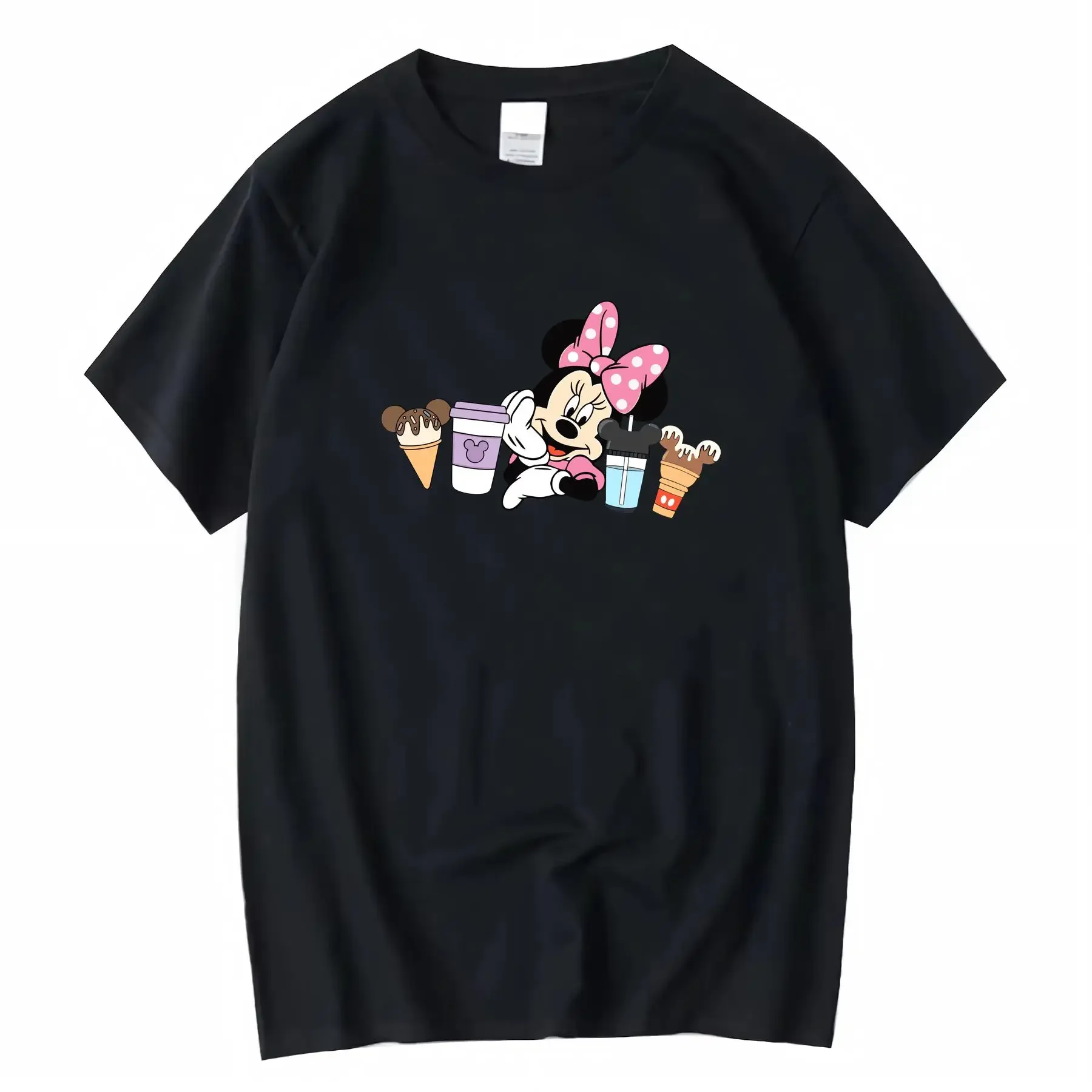 

Женская футболка с круглым вырезом Disney Mickey 220G, подходящая для всех сезонов, винтажная стильная дизайнерская одежда, растянутая