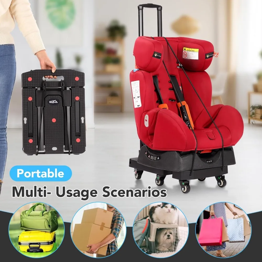 

Folding Hand Truck Dolly for Moving,500LB Heavy Duty Luggage Cart,6 Wheels Collapsible Dolly with 2 Brake,Extendable Dolly