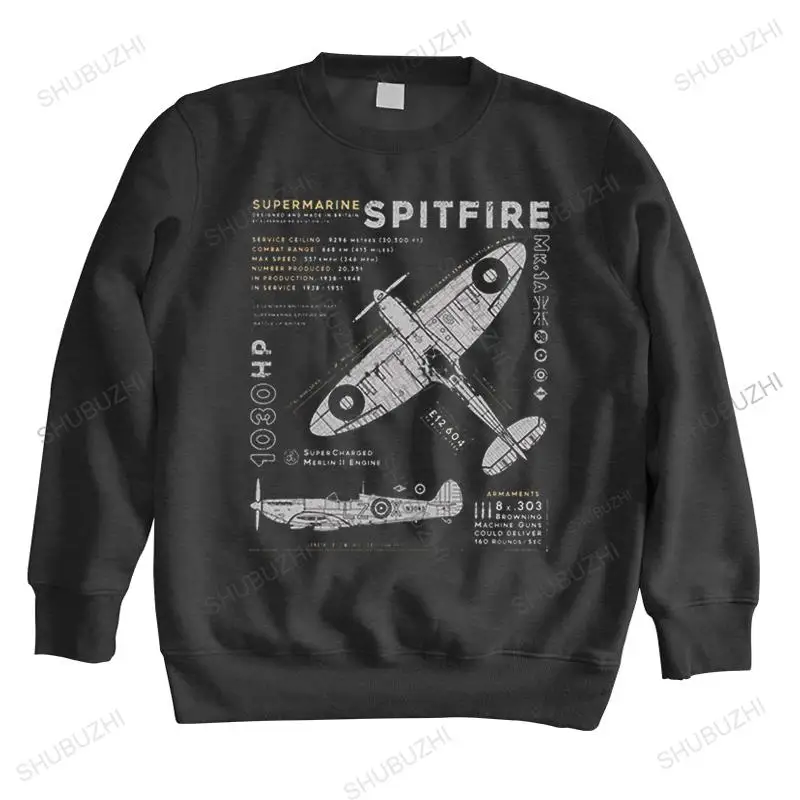 Supermarine Spitfire MK hoodie Men Cotton sweatshirts Fighter Plane WW2 War Pilot Aircraft Airplane hoodies Fashion sweatshirt