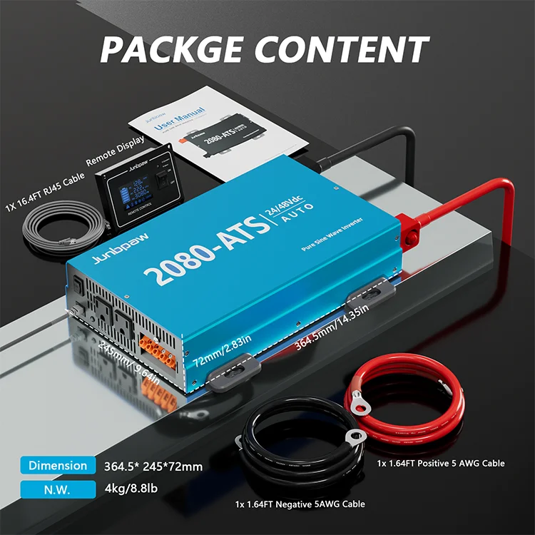 24V/48V Dual Voltage Universal 2000W Pure Sine Wave Car Inverter Built-in ATS Function DC/AC for Reliable Outdoor Power Supply