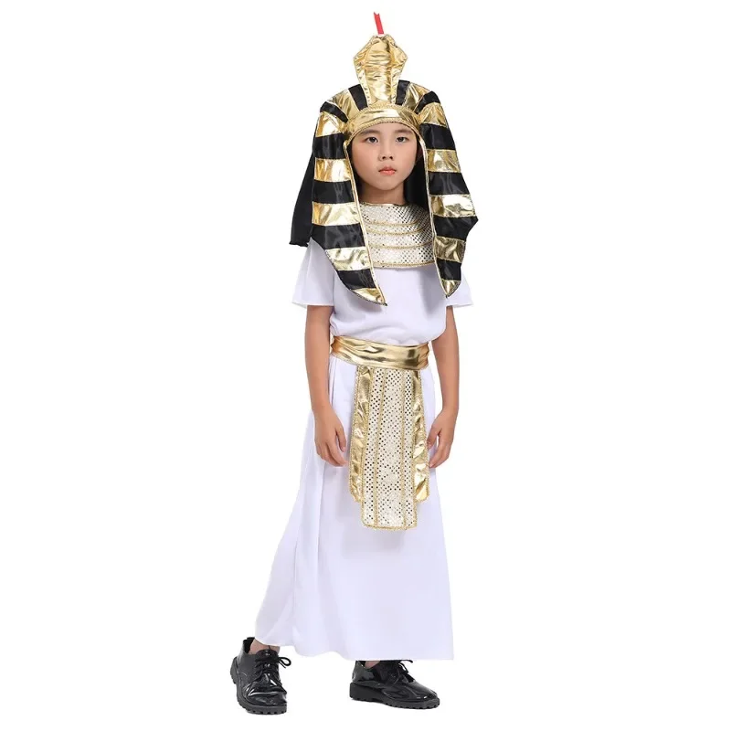 

Kids Egyptian Pharaoh King Costume Ethnic Theme Role Play Dress Up Formal Gown