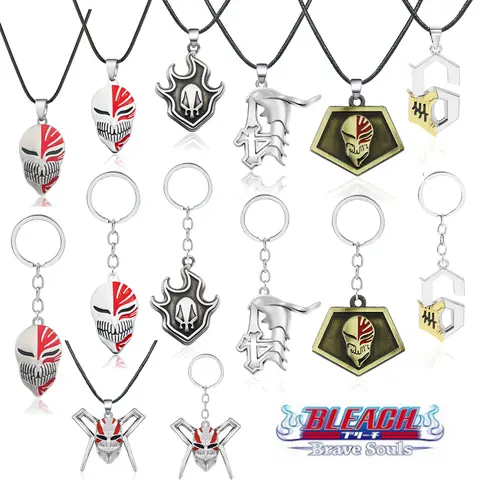 Anime Bleach Keychain Kurosaki Ichigo Ulquiorra 마스크 소드 메탈 Pandent Keyring 여성용 남성용 자동차 쥬얼리 팬 코스프레 소품