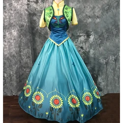 Movie Fever Ice Snow Princess Anna Cosplay Costume Dress Fancy Halloween Party Dresses For Adult Gril Women