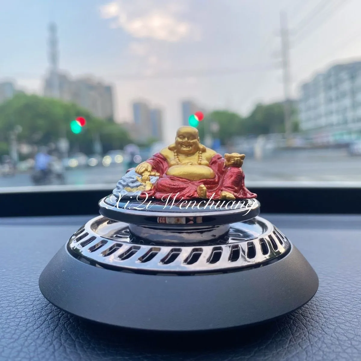 Maitreya Painted Statue Smiling Buddha Color Ornaments Hand Painting Pure Fortune Home Car Decoration Dashboard