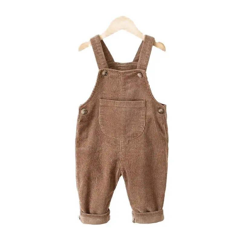 High quality Corduroy Kids Boys Overalls Front Pocket Design Best Matching Retro Boys Suspendars Pants One Piece Kids Outfits