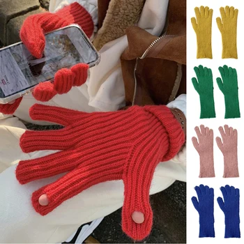 Winter Gestrickte Handschuhe Für Frauen & Männer Verdicken Warme Gestrickte Fäustlinge Volle Finger Guantes Unisex Weibliche Touchscreen Luvas Handschuhe