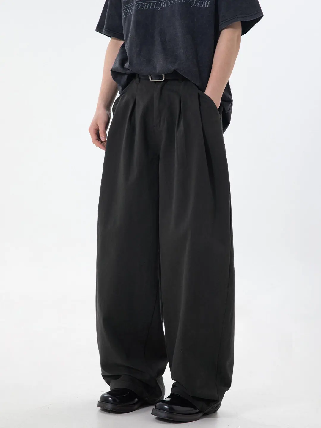 

American Sle Pleated Work Pants Men's New 2026 Spring Autumn High Waist Wide Leg Straight Cut Casual Long Trousers