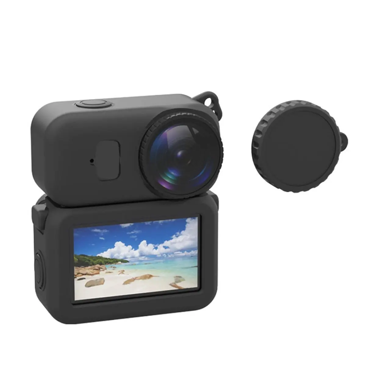 Happy New-  Silicone Case for Nano with Lens Cap Dirt-Proof Protective Case for Nano Action Camera Black