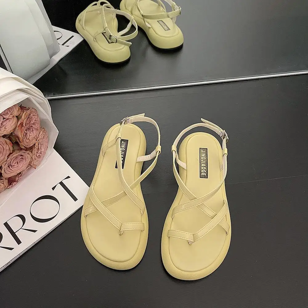 Comfort Shoes for Women Roman Sandals 2022 Summer Buckle Strap Suit Female Beige Soft Clogs Wedge Open Toe Clear Heels Gladiator