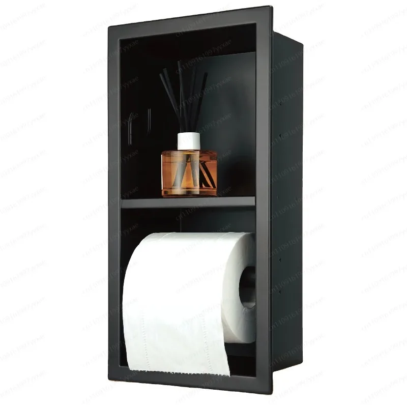 Concealed 304 Stainless Steel Recessed Wall‑Mounted Toilet Paper Niche Bathroom Shower Storage Holder