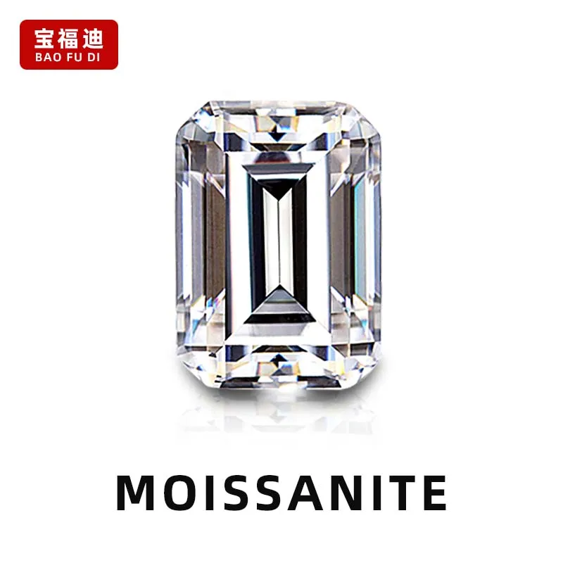 Emerald Cut Moissanite D Color FL Clarity Loose Diamond
