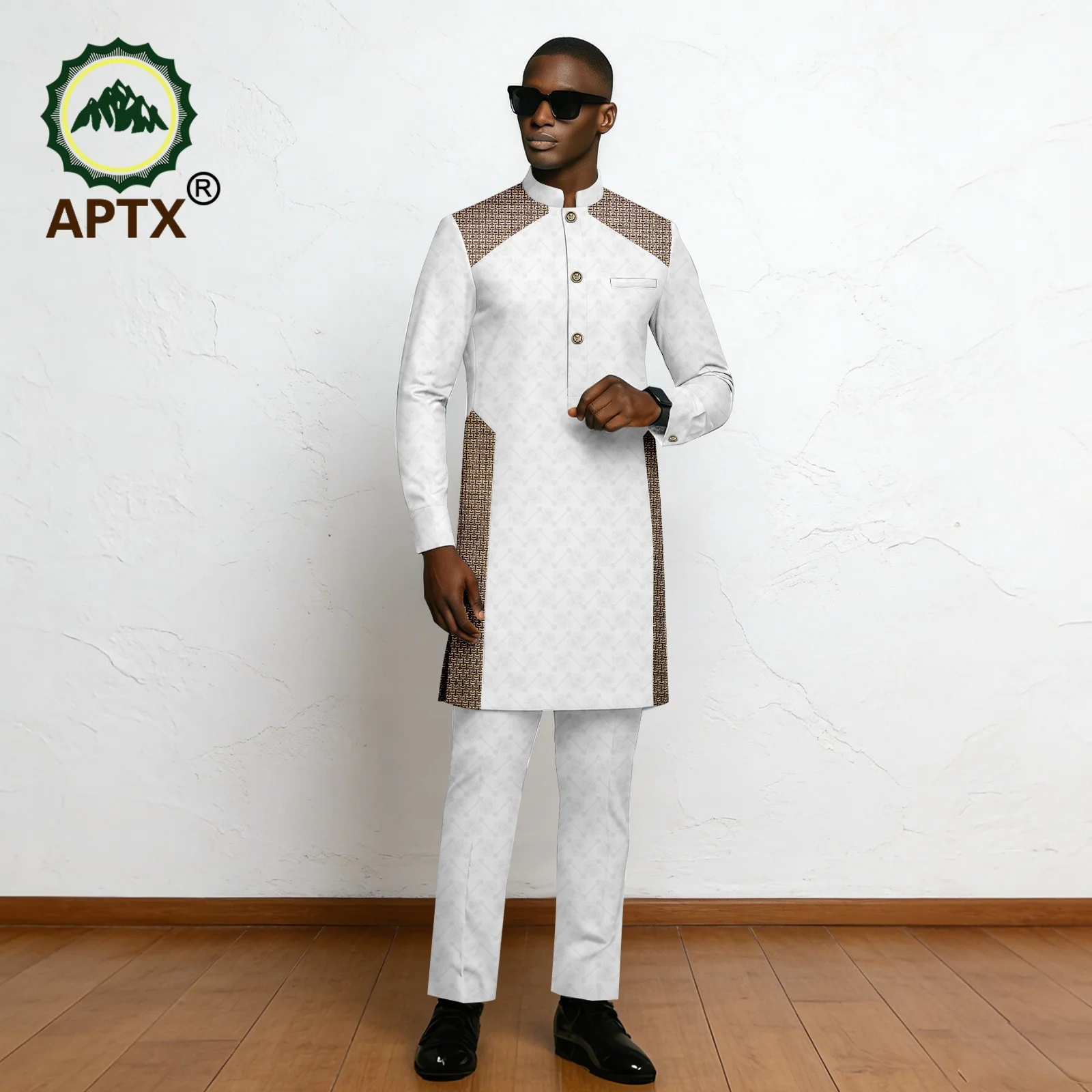 APTX African Men's Kaunda Tuxedo Suit Set Traditional Wedding Gentleman Outfit 3pcs Clothing 2526016