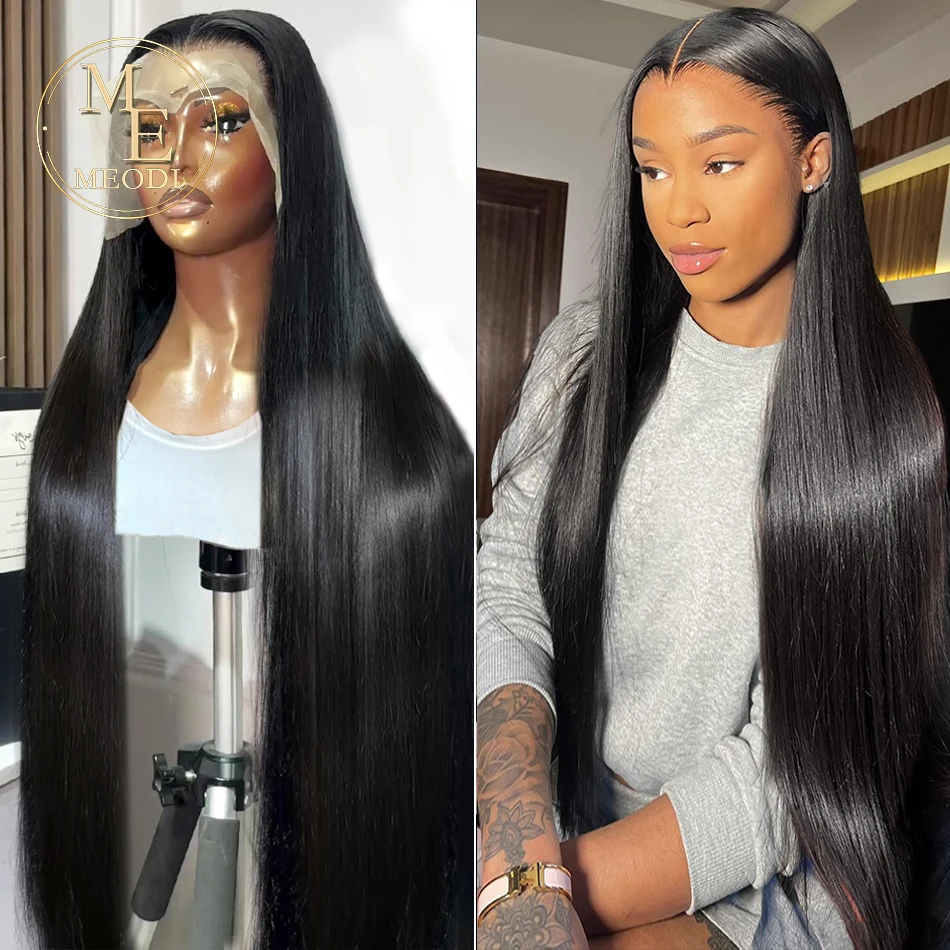 Meodi 13x6 Hd Bone Straight Lace Frontal Human Hair Wigs 30inch 13x4 Lace Front Wig Brazilian 360 PrePlucked Lace Wigs For Women