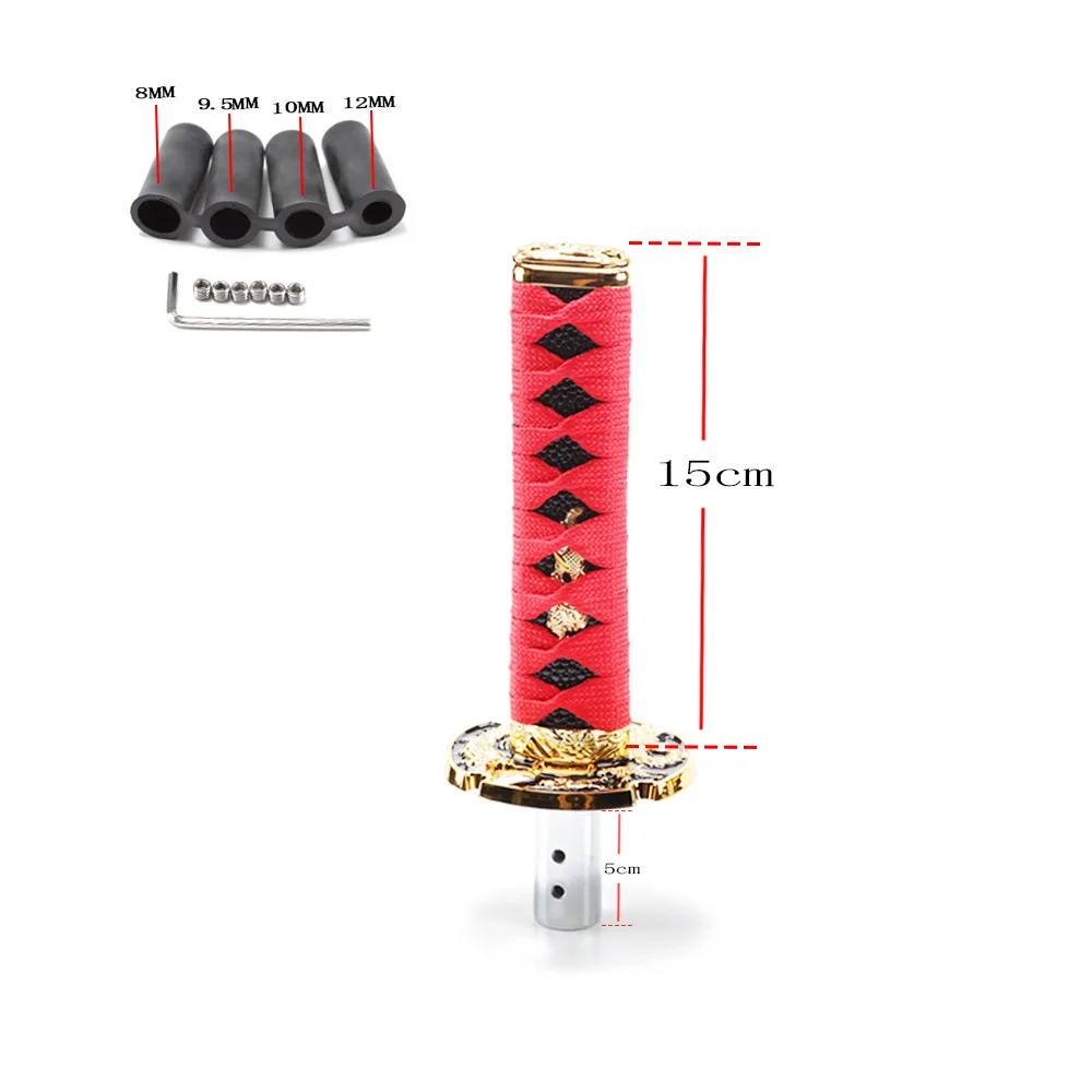 범용 JDM 스타일 카타나 사무라이 소드 시프트 노브 시프터, 어댑터 포함, 기어 시프트 노브, 자동차 액세서리, 150mm