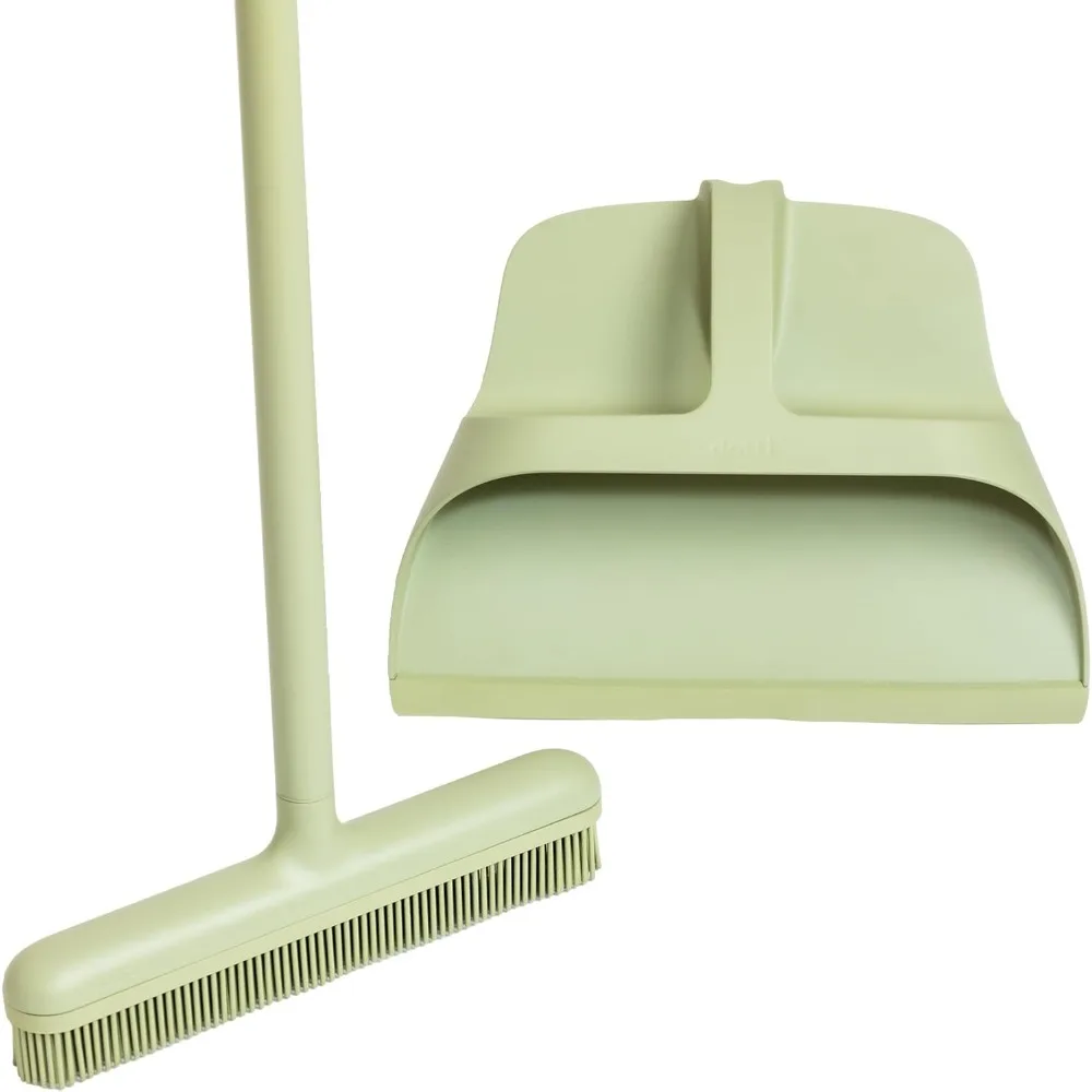 

Best Sage Broom and Dustpan Set - Adjustable Broom with Silicone Bristles - Multi-Surface Use for Indoors and Outdoors